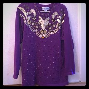 Purple and gold sequins sweater