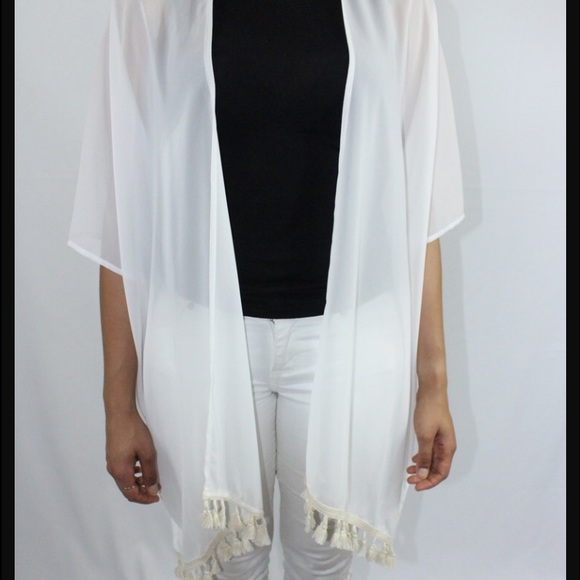 Chiffon tassel cardigan