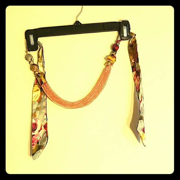 Beaded necklace with silk tie from Anthropologie
