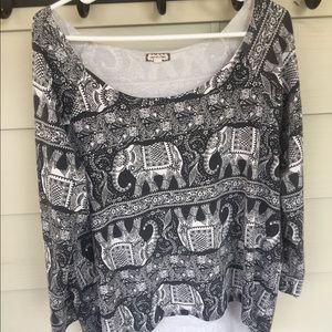 Black and White Elephant Print Shirt.
