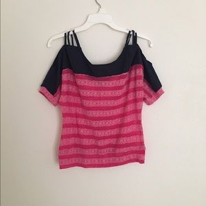 Striped Open Sleeve Top