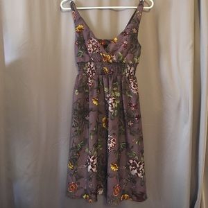 H&M v-neck flower dress purple