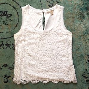White Lace Detail Tank