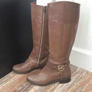 Michael Kors riding boots in taupe