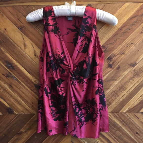 Ann Taylor Tops - Shiny silky Ann Taylor shell/sleeveless blouse