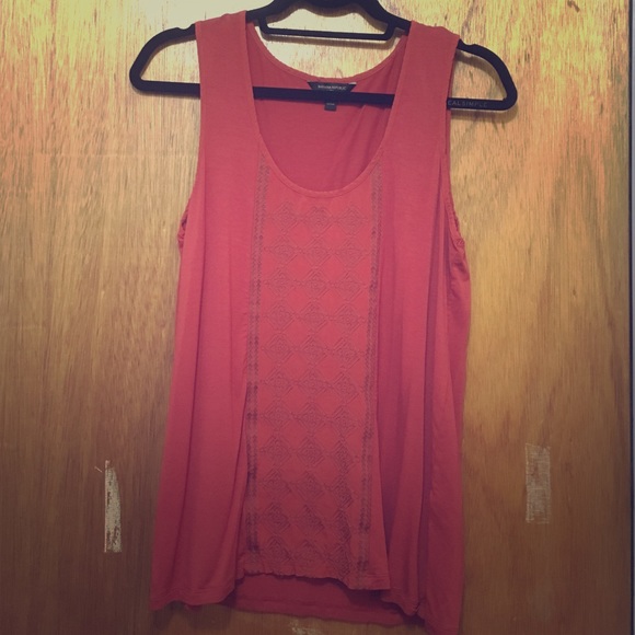 Red/Orange Tank Top w/ Embroidery Design on Front