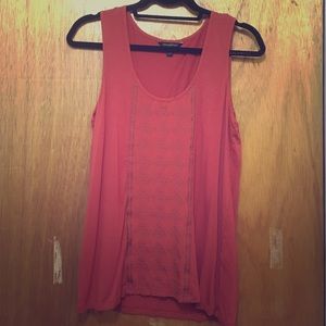 Red/Orange Tank Top w/ Embroidery Design on Front