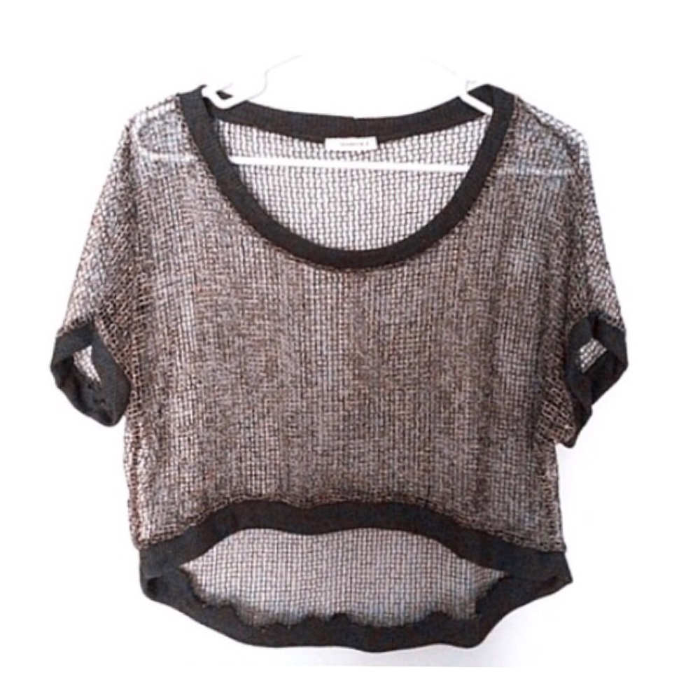•GRAY LOOSE WOVEN HIGH LOW TOP•