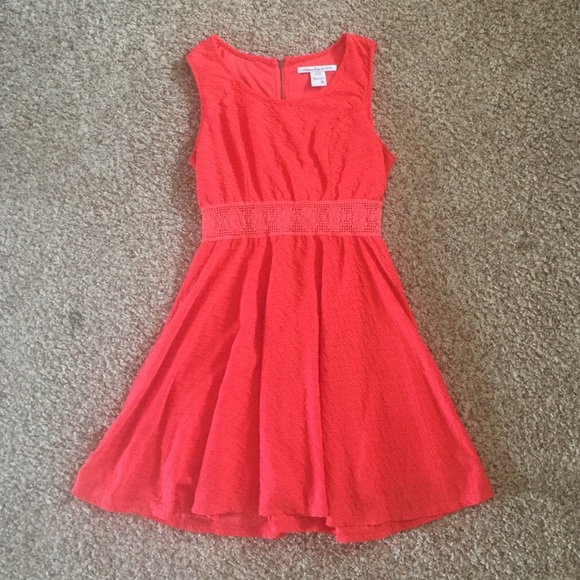Orange/pink dress. Lace band around waist