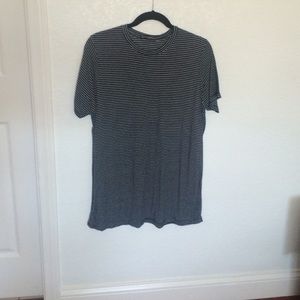 A blue and white striped t shirt dress