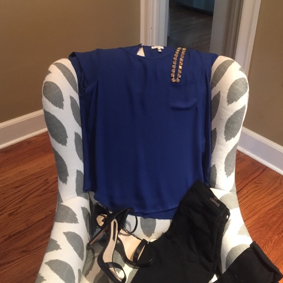 Joie Silk Rancher Top in Deep Blue