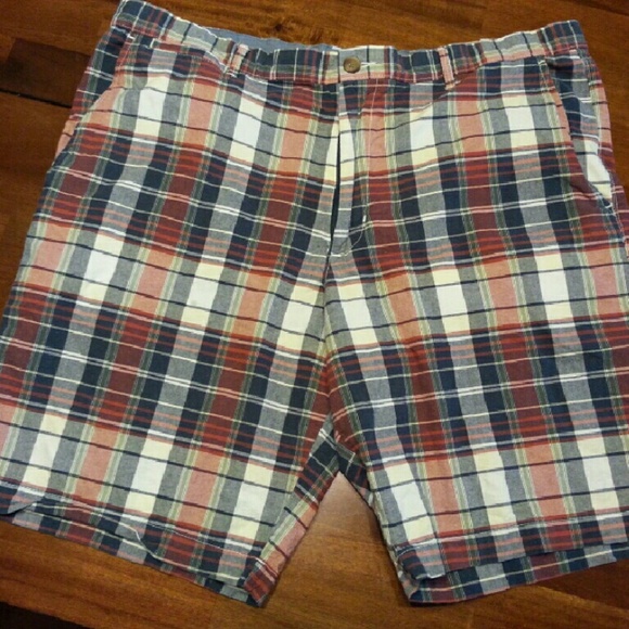 Merona Men's Red, White, & Blue Plaid Shorts