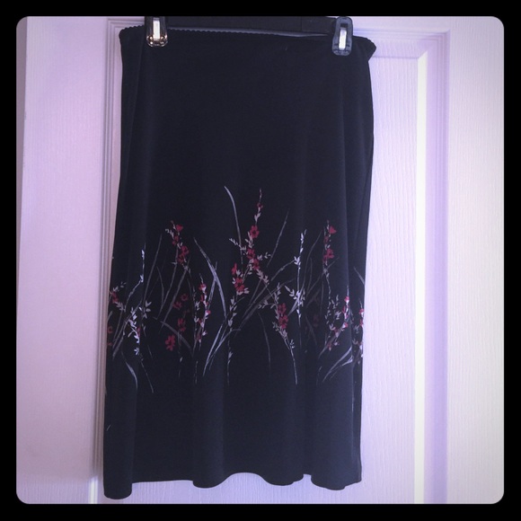 Black skirt with red flower pattern