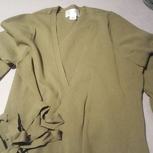 Olive Green Wrap Sweater