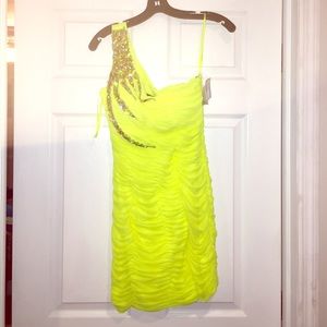Gorgeous bright yellow bejeweled dress