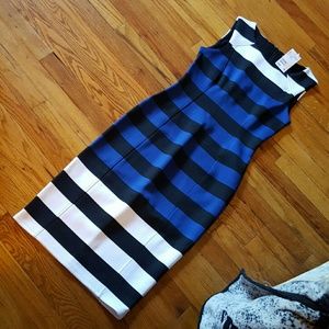 Striped midi length dress h&m sz s