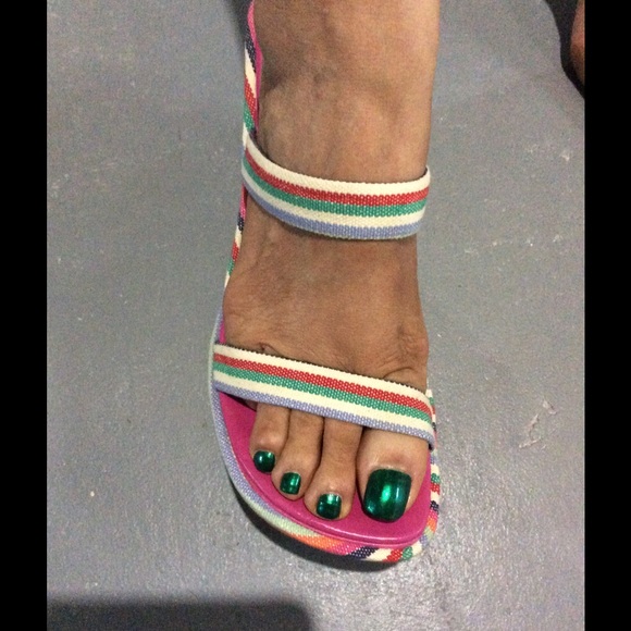 Nine West Rainbow Canvas Wedge