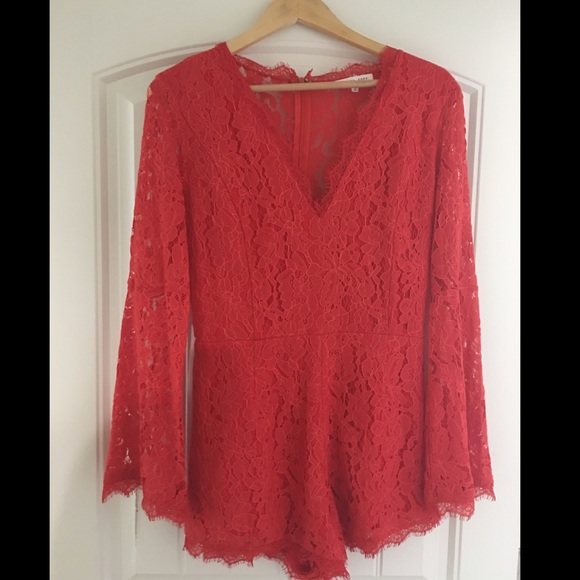Red Lace Romper