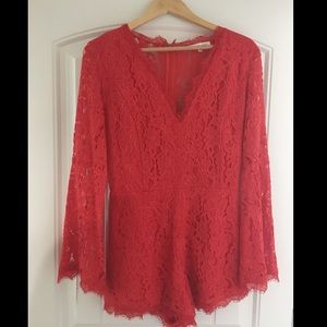 Red Lace Romper
