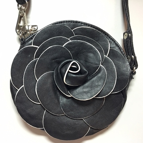 Black Flower Clutch /Coin Purse/ Cross-body Purse