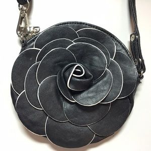 Black Flower Clutch /Coin Purse/ Cross-body Purse
