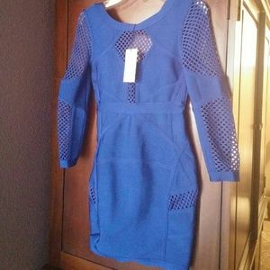 NEW Blue Bandage Bodycon Mesh Dress Sz 6