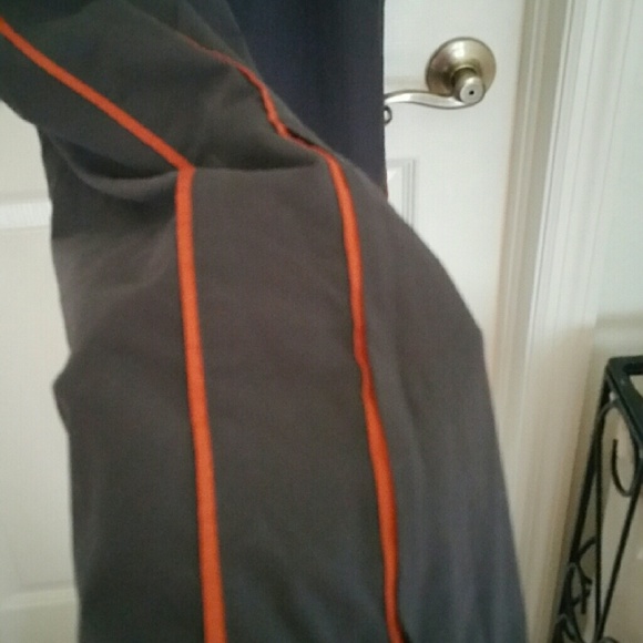 Mesh lined grey and orange track running gym pants