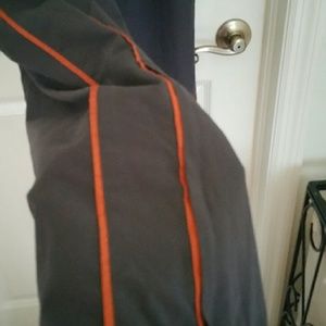 Mesh lined grey and orange track running gym pants