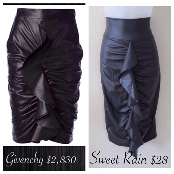 🎀Faux Leather Ruffled Pencil Skirt - Picture 2 of 2