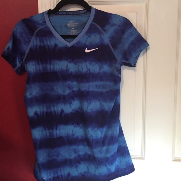 Nike pro combat blue tie dye print tee