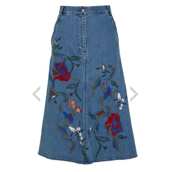 Tibi embroidered jean skirt nwot