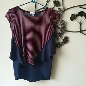 Anthropologie Striped Ruffle Top