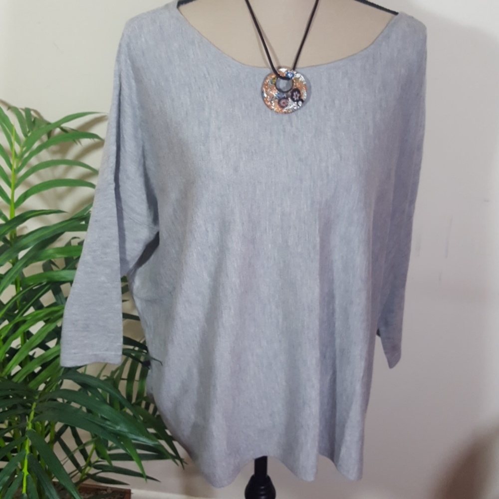 One Girl Who grey scoop neck top. Size L