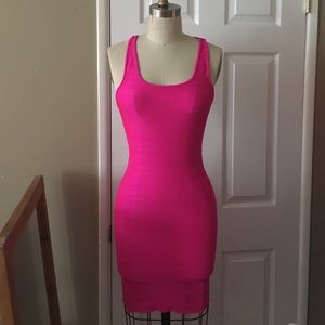 Bebe hot pink stretch fitted dress