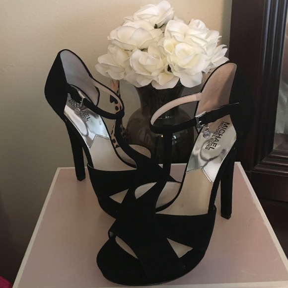 Michael Kors Black Suede T-Strap Heels