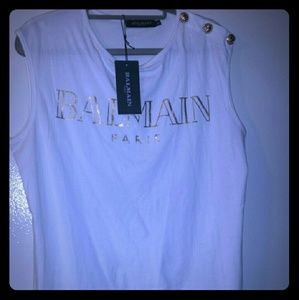 Balmain White Sleeveless Top