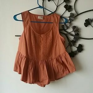 Anthropologie Cropped Ruffle Top