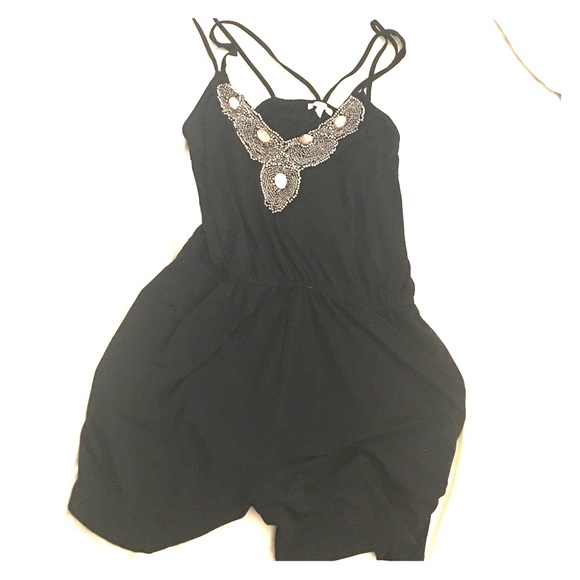 Black bedazzled romper