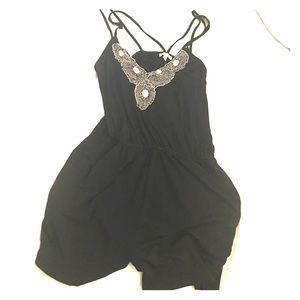 Black bedazzled romper