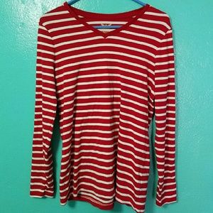 Faded glory red striped long sleeve top