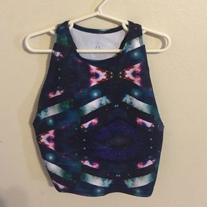 Galaxy racer back crop top