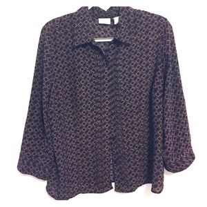 Interlocking Squares Maroon, Gold and Black Top