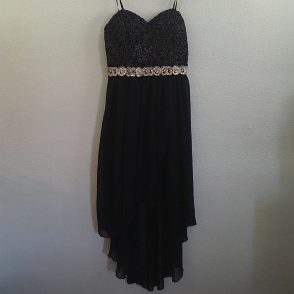 Navy high low prom dress.