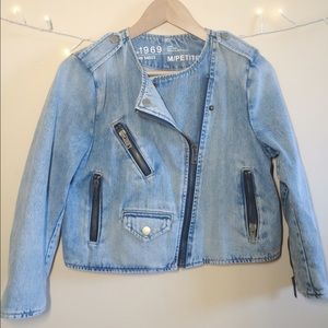 GAP 1969 DESTRUCTED DENIM BIKER JACKET