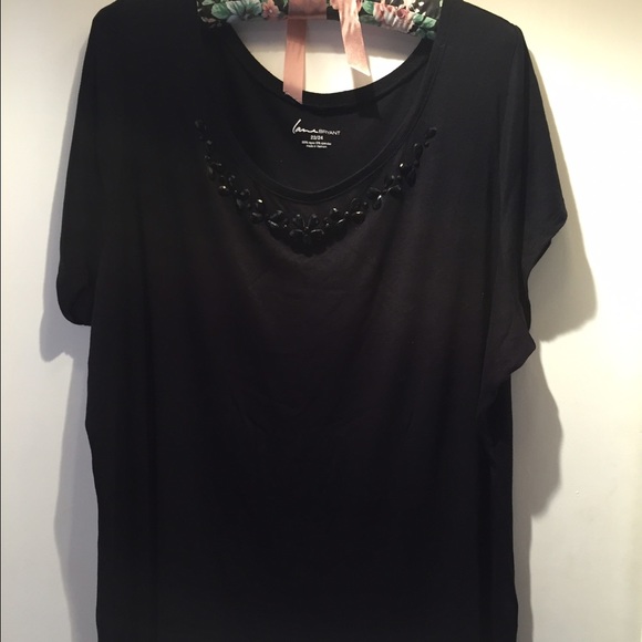 Lane Bryant Black Scoop Neck Dressy T-shirt