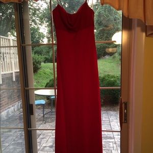 Romantic flowing red dress.
