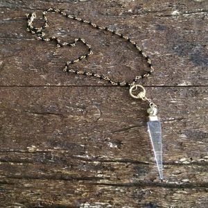 black & gold plated necklace with crystal pendant