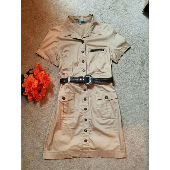 Khaki shirt dress