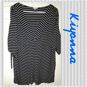 Sands striped top in black and cream
