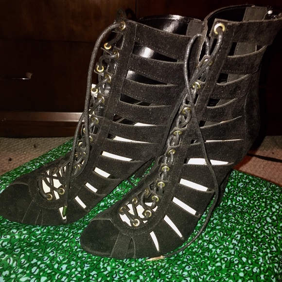 Black lace up heels.